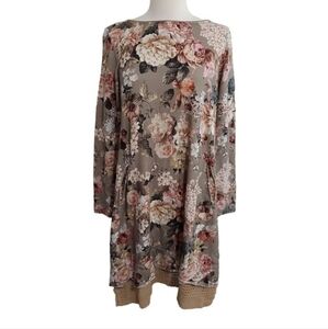 Sfizio Womens Itialian Floral Long Shirt Dress Size Large